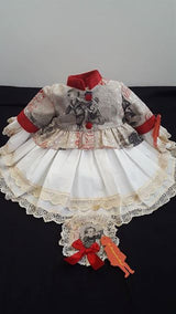 La Marquesita Real Christmas Puffball Dress & Removable Over Coat With Matching Hair Clip - cuento de navidad