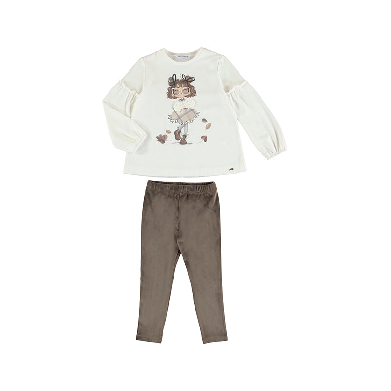 Mayoral Winter Leggings Set With Velour Leggings - Moka - 4765