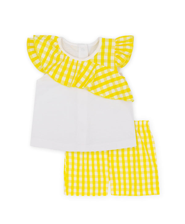 Rapife Girls Yellow & White Two Piece Shorts Set- 4851