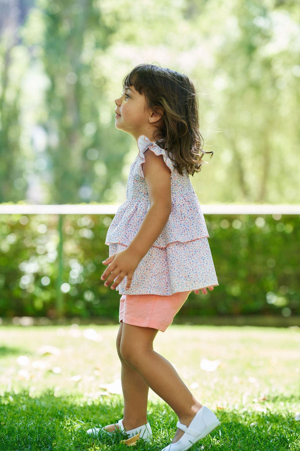Rapife Girls Orange Floral Shorts Set - 4951