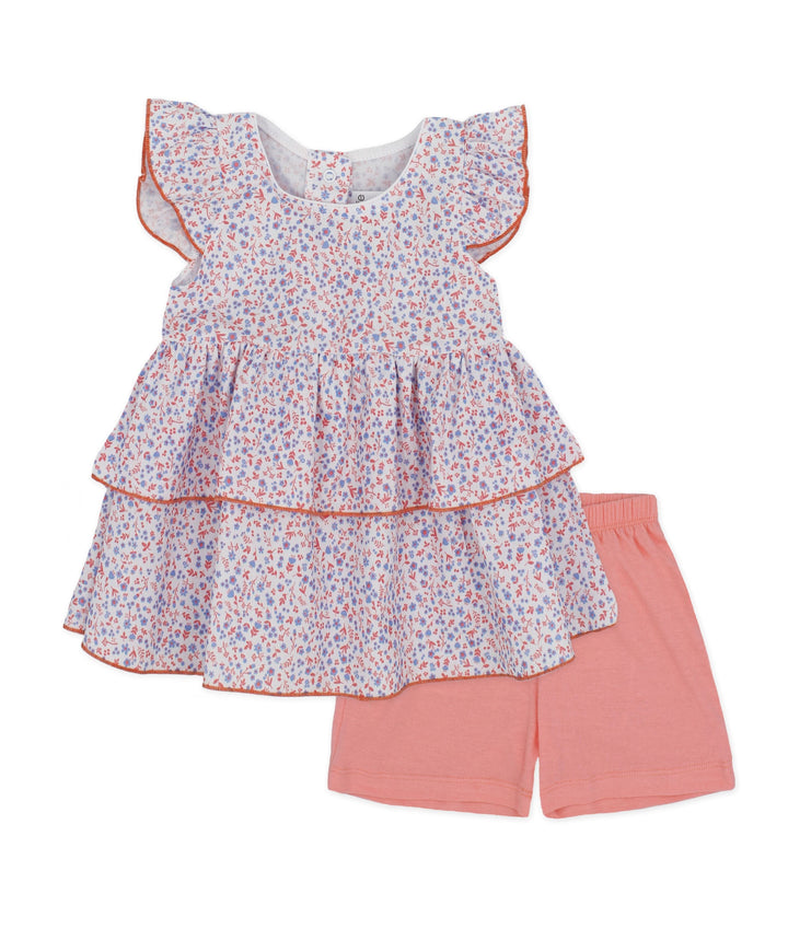 Rapife Girls Orange Floral Shorts Set - 4951