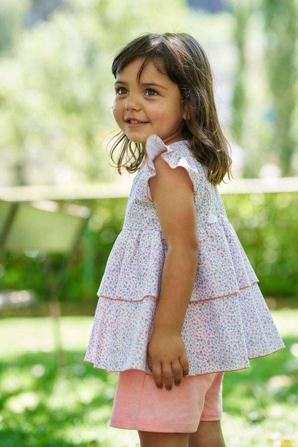 Rapife Girls Orange Floral Shorts Set - 4951