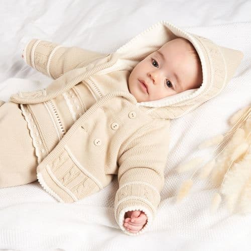 Dandelion Unisex Beige Knitted Baby Jacket A1570