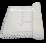 Beautiful Traditional Ivory Baby Receiving Shawl With Lace - 3468