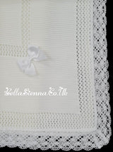 Beautiful Traditional Ivory Baby Receiving Shawl With Lace - 3468