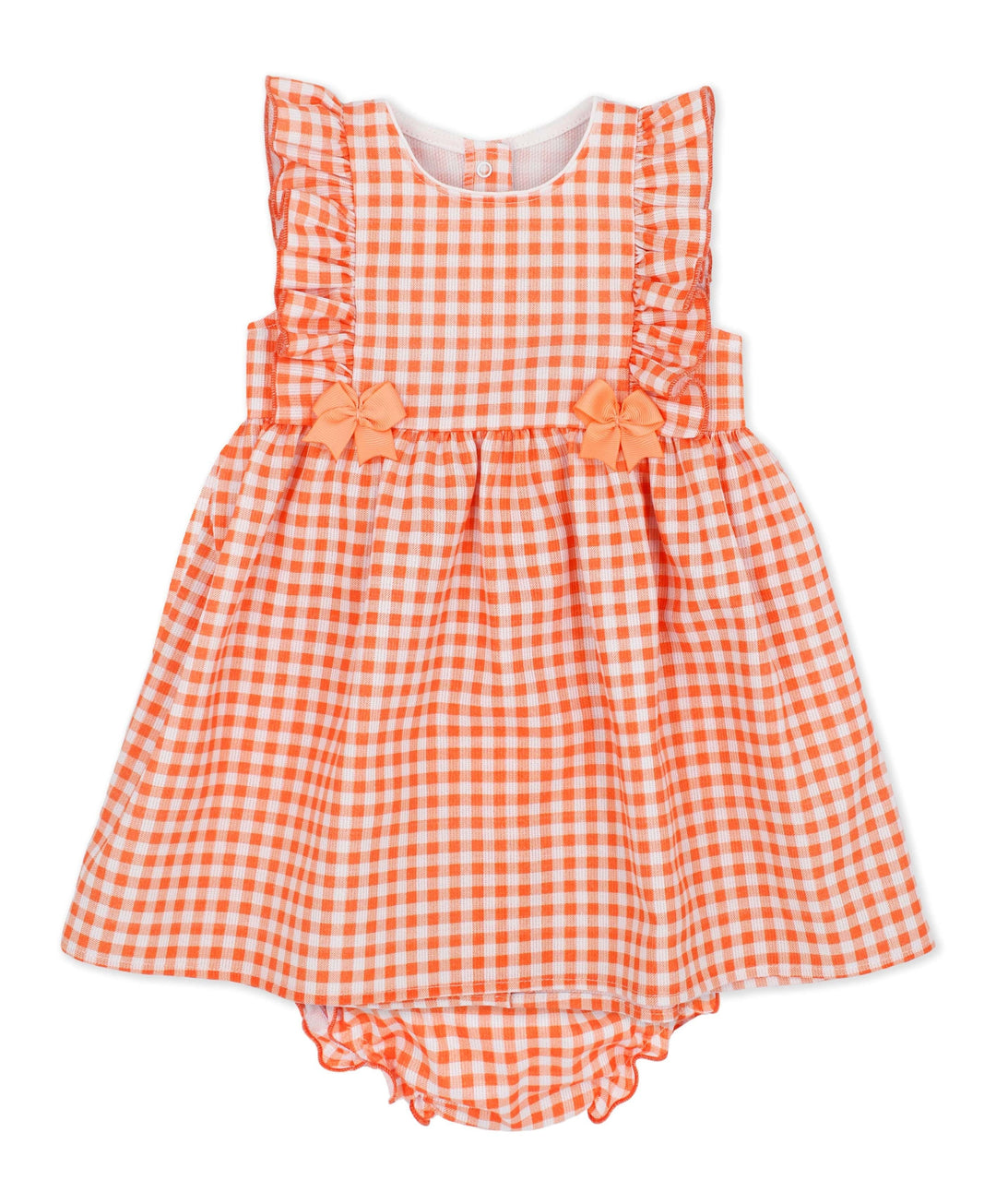 Rapife Girls Orange & White Check Dress - 5115