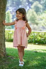 Rapife Girls Orange & White Check Dress - 5115