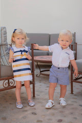 Miranda Boys Shirt & Shorts Set - White & Navy Stripe - 513/23