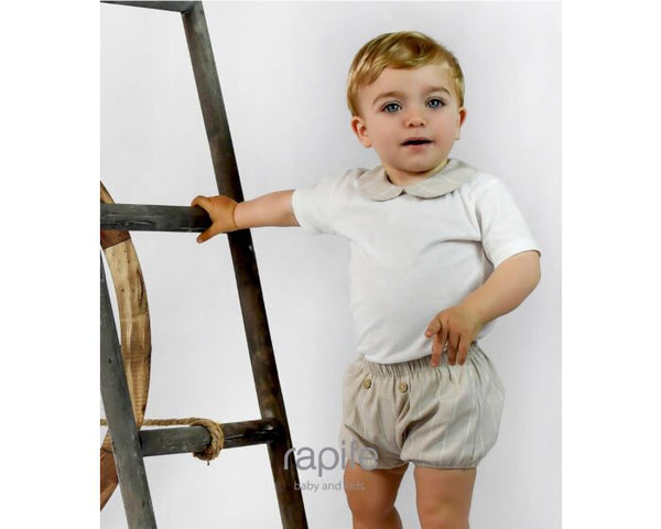 Rapife Baby Boys Classic Spanish Shirt And Jam Pants Set Beige 5233