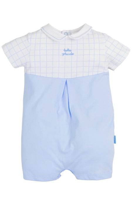 Tutto Piccolo Baby Blue & White Romper - 5285