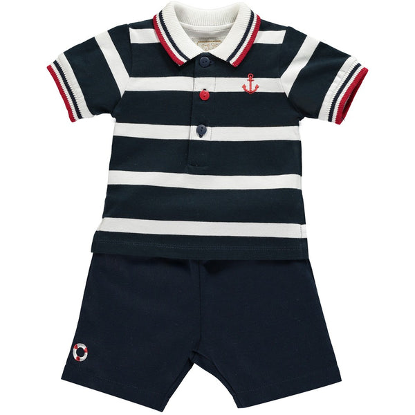 Emile et Rose Boys Red, White & Navy Shorts & T-shirt Set - 5322