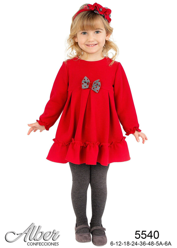Alber Red Dress With Bow - 5540