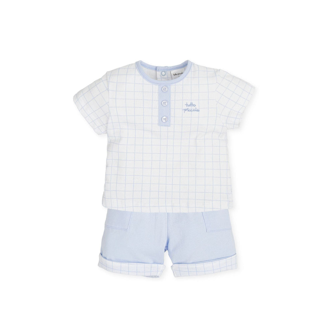 Tutto Piccolo Baby Blue & White Boys Shorts Set - 5687