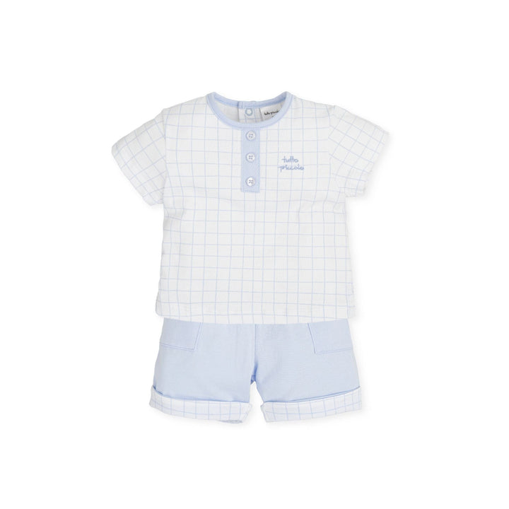 Tutto Piccolo Baby Blue & White Boys Shorts Set - 5687