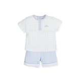 Tutto Piccolo Baby Blue & White Boys Shorts Set - 5687