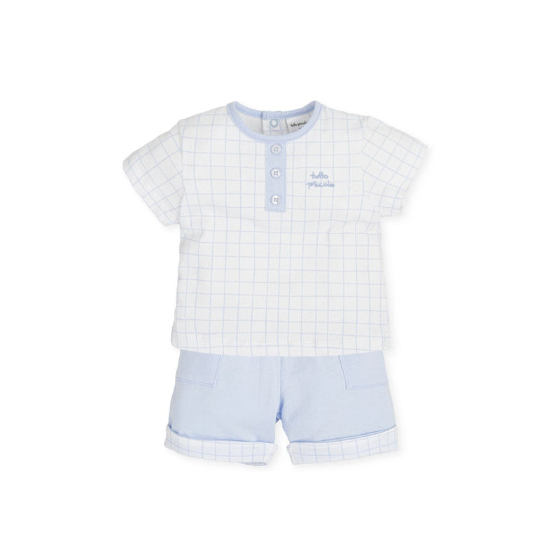 Tutto Piccolo Baby Blue & White Boys Shorts Set - 5687