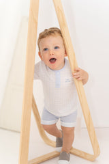 Tutto Piccolo Baby Blue & White Boys Shorts Set - 5687