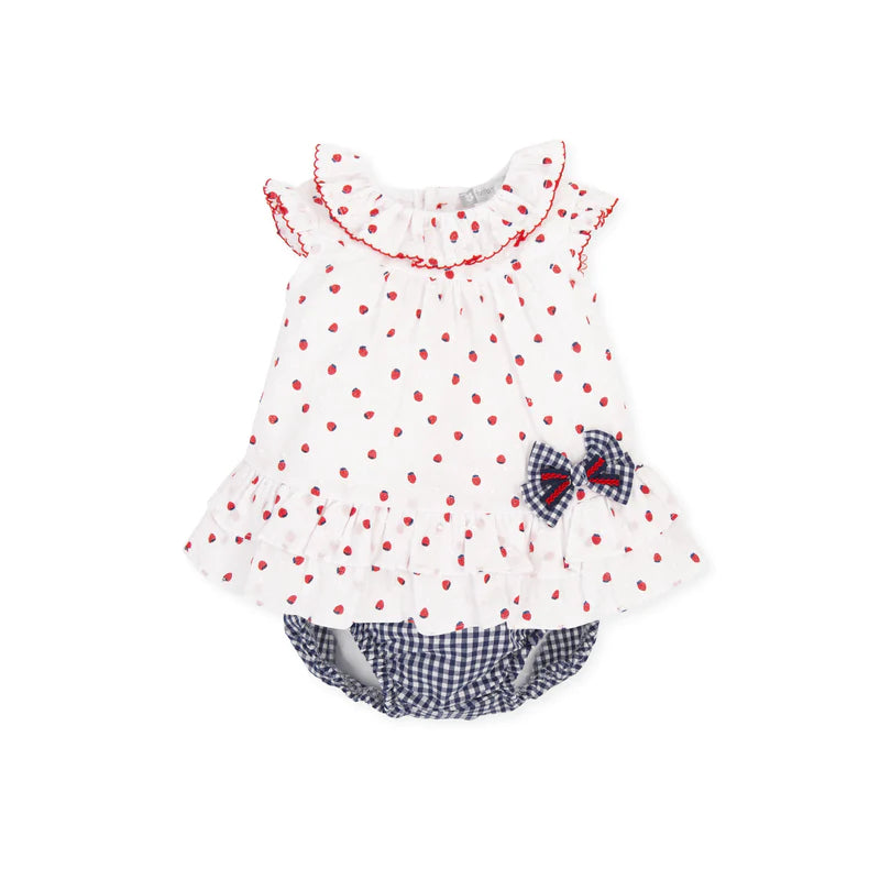 Tutto Piccolo Strawberry Print Dress & Pants Set - 5788