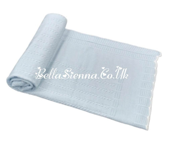 Beautiful Traditional Blue With White Trim Baby Receiving Shawl -22500