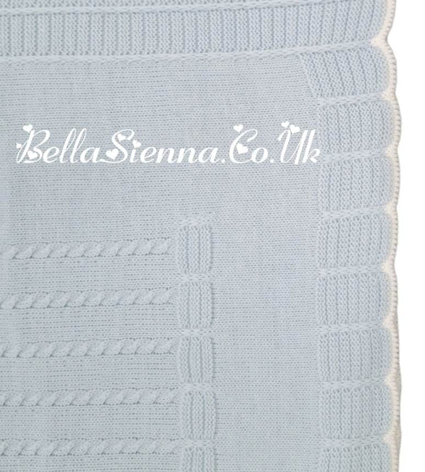 Beautiful Traditional Blue With White Trim Baby Receiving Shawl -22500