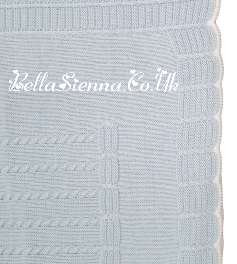 Beautiful Traditional Blue With White Trim Baby Receiving Shawl -22500