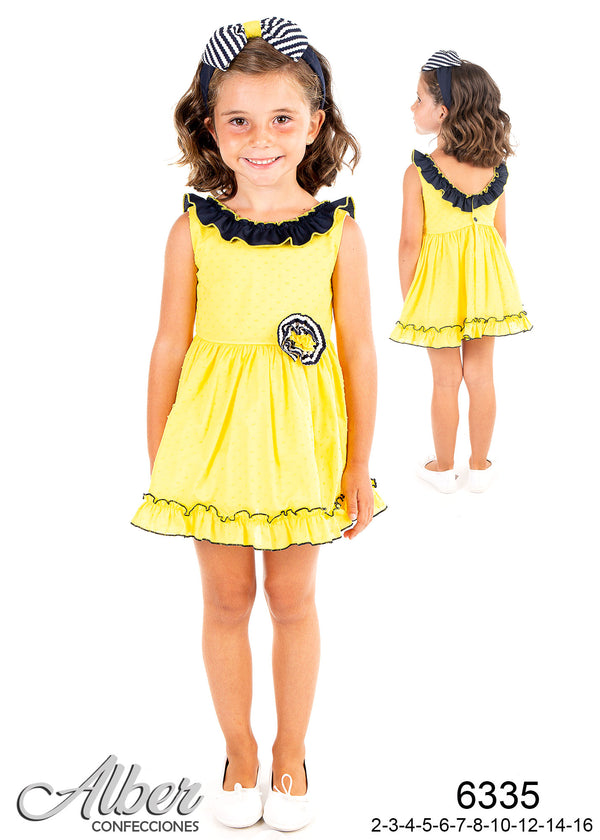 Alber Girls Yellow & Navy Dress - 6335