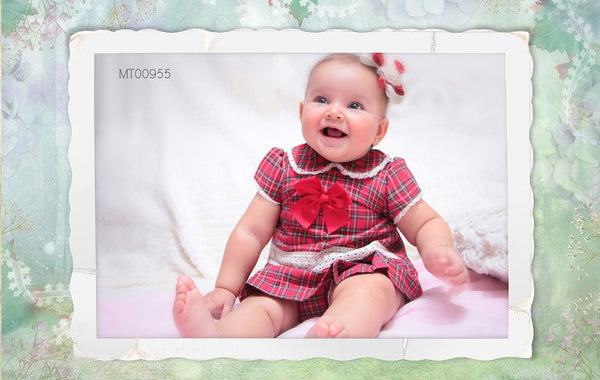 Pretty Originals *Baby Girls Red Tartan Dress, Pants And Matching Headband MT00955