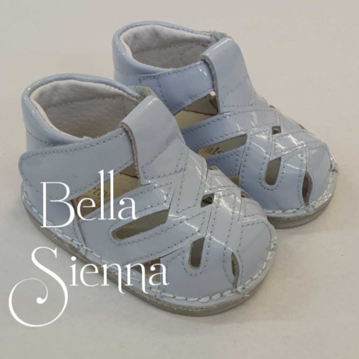 Pretty Originals Pale Blue Patent Velcro Fastening Sandals - UE00136