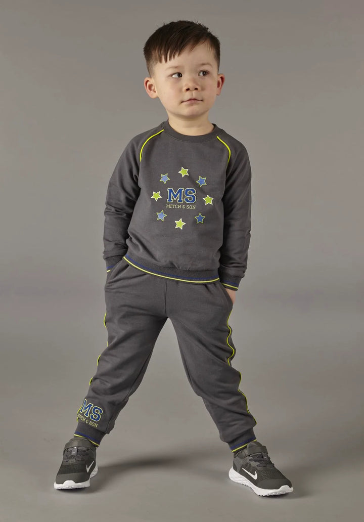 Mitch & Son "Gray" Crewneck Tracksuit With Contrast Piping - MS22605