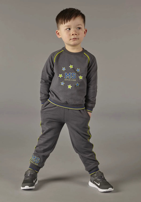 Mitch & Son "Gray" Crewneck Tracksuit With Contrast Piping - MS22605