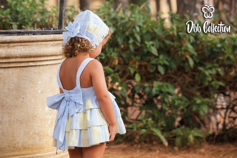 Dbb Collection baby girls Blue/Lemon and white dress set 07001