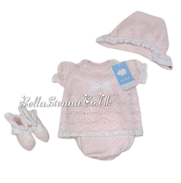 Mac ilusion Newborn Baby Girls Four Piece Fine Knitted Outfit Pink & White 7228