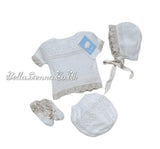 Mac ilusion Newborn Baby Girls Four Piece Fine Knitted Outfit  White & Beige 7230X