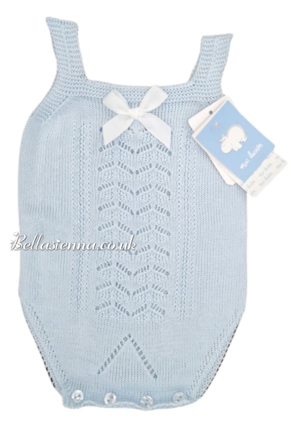 Mac ilusion Fine Knitted Summer Romper For Baby Girl - 7256 - blue