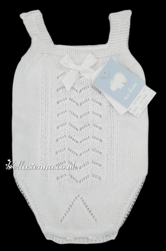 Mac ilusion Fine Knitted Romper For Baby Girl  7256 white