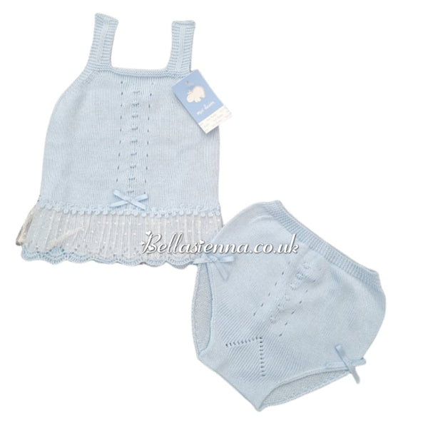 Mac iluison Baby Girls Fine Knitted Two-Piece Summer Lace Set 7259 blue