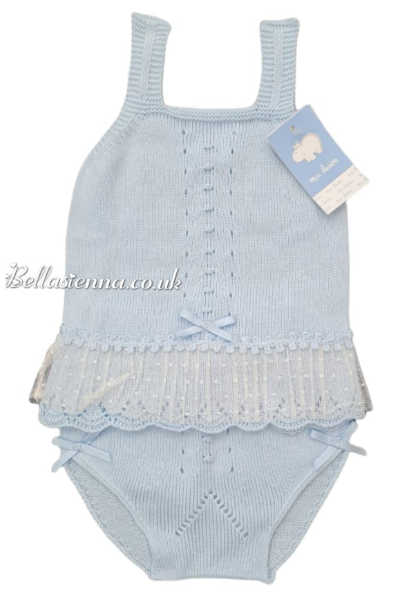 Mac iluison Baby Girls Fine Knitted Two-Piece Summer Lace Set 7259 blue