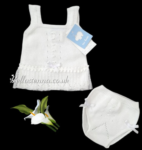 Mac iluison Baby Girls Fine Knitted Two-Piece Summer Lace Set White  7259
