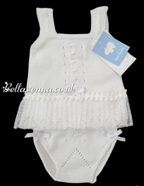 Mac iluison Baby Girls Fine Knitted Two-Piece Summer Lace Set White  7259