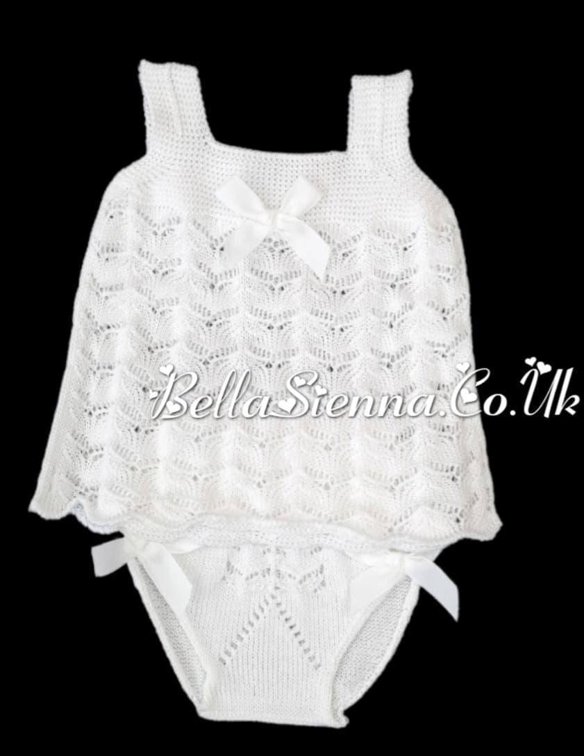 Mac ilusion Baby Girls Fine Knitted  Effect Two Piece Set 7261 White