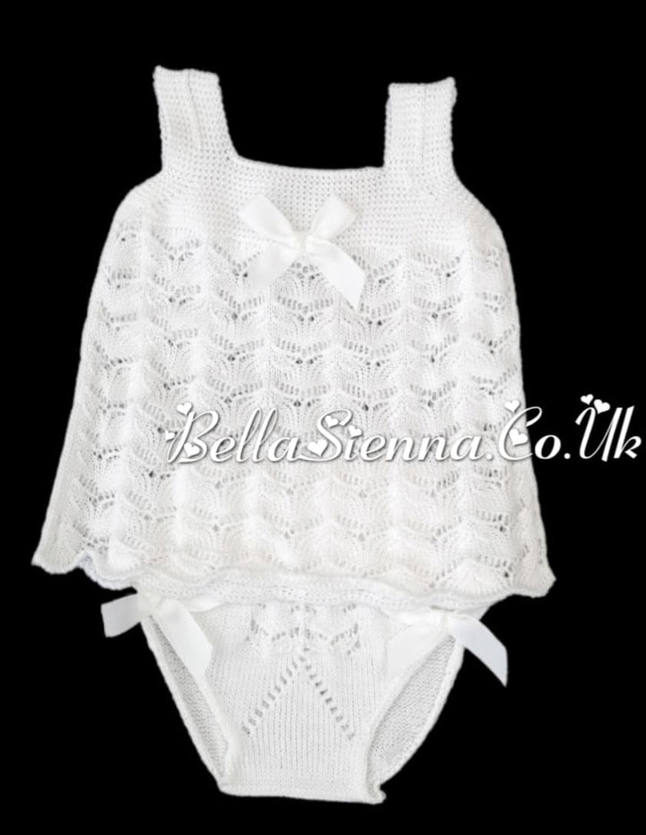 Mac ilusion Baby Girls Fine Knitted  Effect Two Piece Set 7261 White