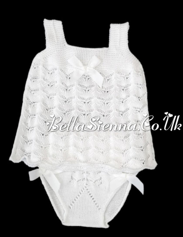 Mac ilusion Baby Girls Fine Knitted  Effect Two Piece Set 7261 White