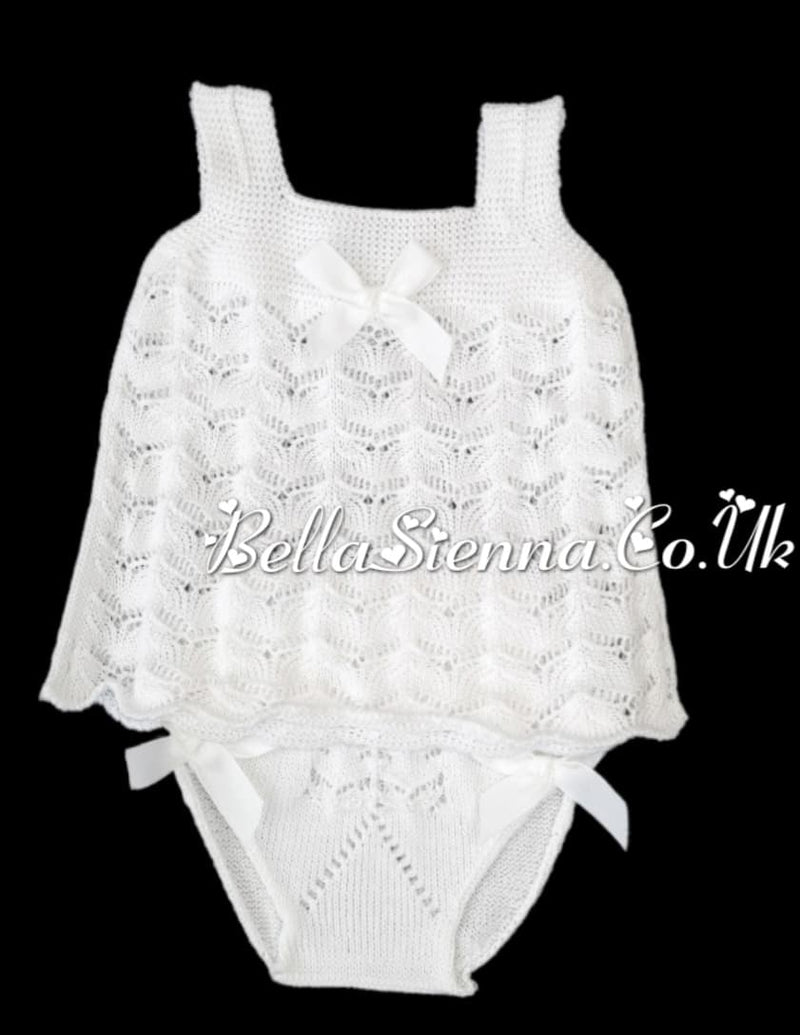 Mac ilusion Baby Girls Fine Knitted  Effect Two Piece Set 7261 White