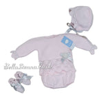 Mac ilusion Newborn Baby Girls Four Piece Fine Knitted Outfit Pink And Silver 7421 Pink
