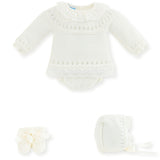 Mac Ilusion 4 Piece Baby Girl Newborn Ivory Fine Knitted  Outfit 7629X