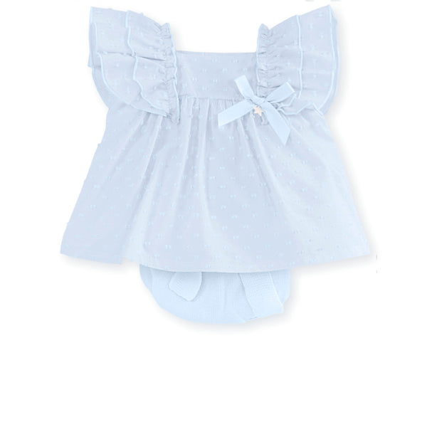 Mac ilusion Blue Ruffle Two Piece Outfit For Newborn Baby Girl 7709