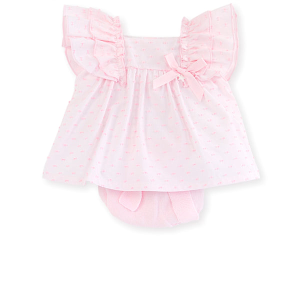 Mac ilusion Pink Ruffle Two Piece Outfit For Newborn Baby Girl 7709