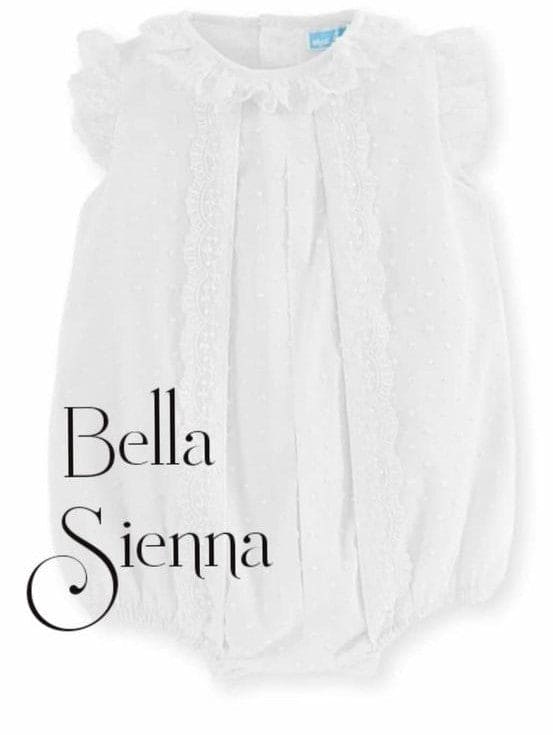 Mac ilusion Baby Girls White Romper With Lace 7753