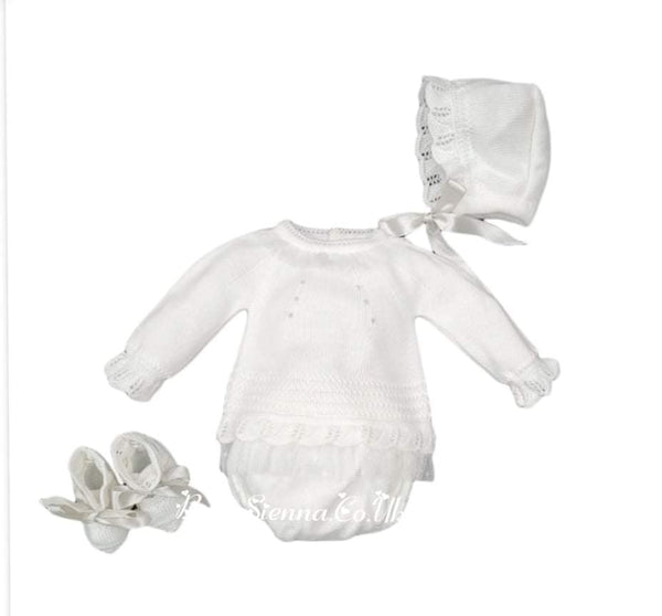 Mac Ilusion  4 piece set For Newborn Baby Girl 7830R-Ivory