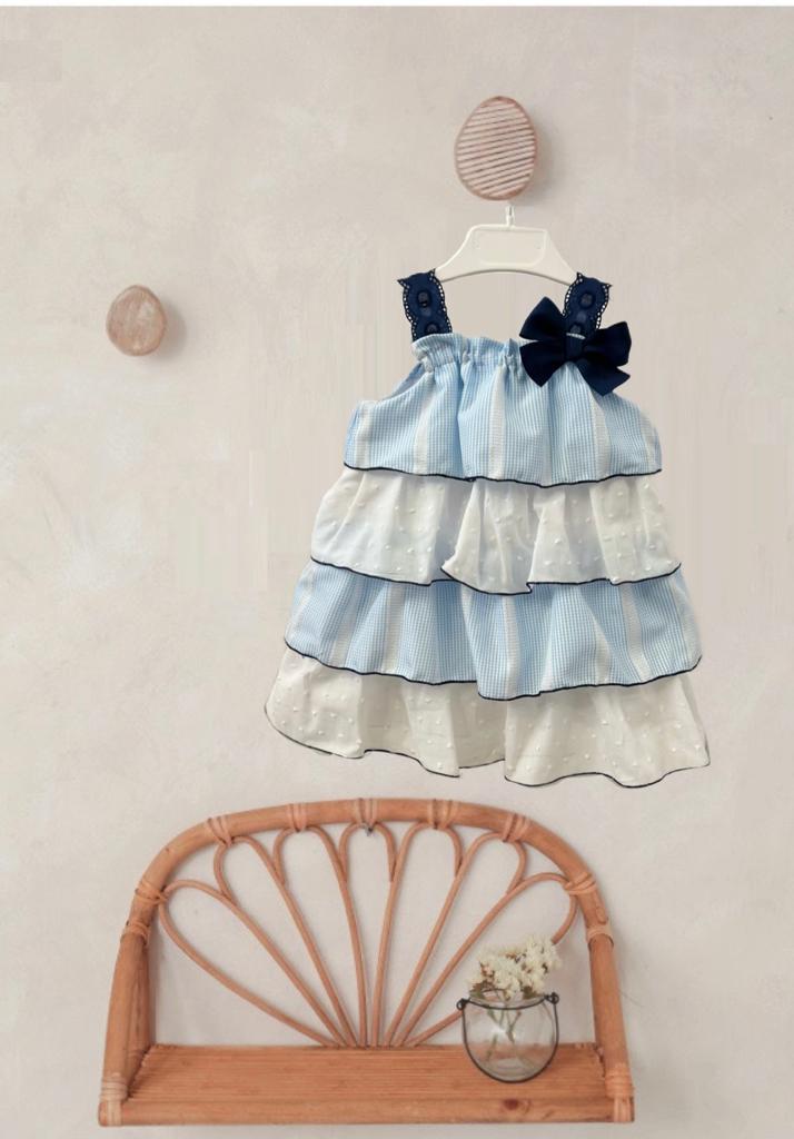 Cuka Blue, White & Navy Dress - 80170 - Summer